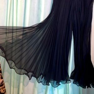 Pleated chiffon palazzo pants